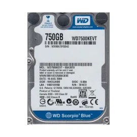 Western Digital WD7500KEVT-00A28T0 Scorpio Blue 750GB Laptop Hard Drive